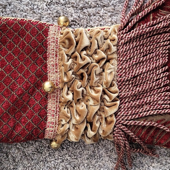 SALE--Elegant Red and Gold Christmas Stocking - Picture 3 of 6